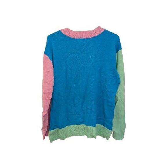 Lands End Women's Sweater Color Block Multi-color Size M/10-12 - Picture 2 of 7